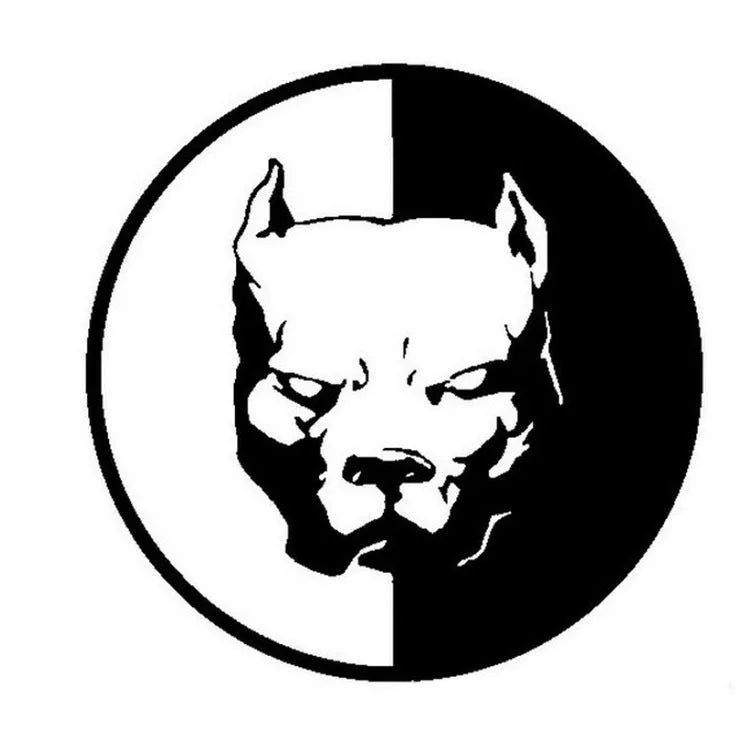 Bulldog superhero reflective car sticker in black white red colours measuring 12x12cm