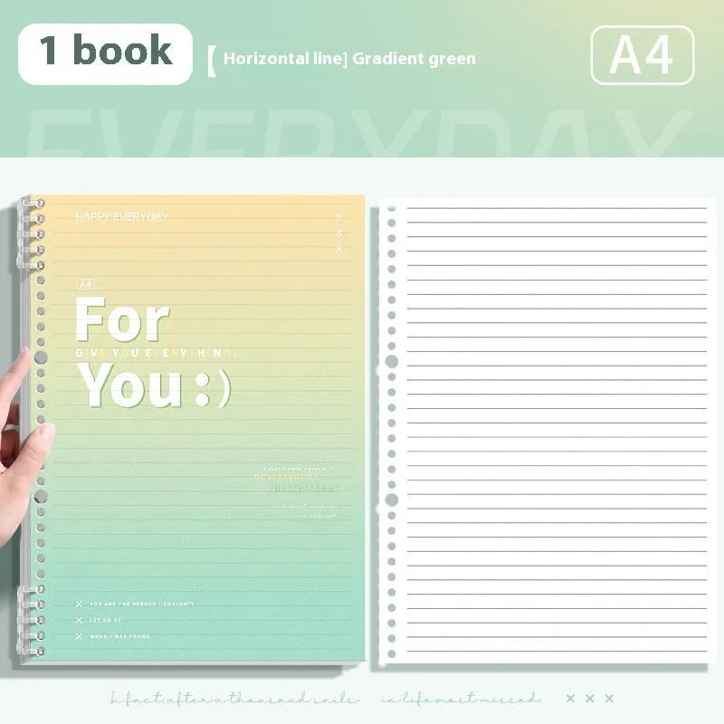 Removable coil gradient notepad with PP cover in blue, green, pink, and purple colours