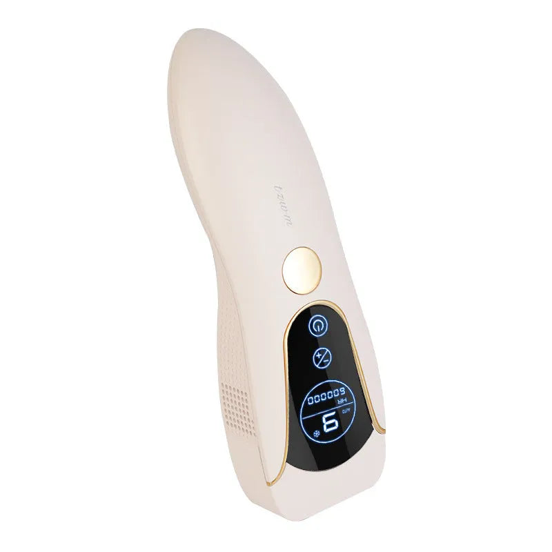 Freezing point hair removal device in Sundial white, green, or pink colour for body, face, legs, and private parts.