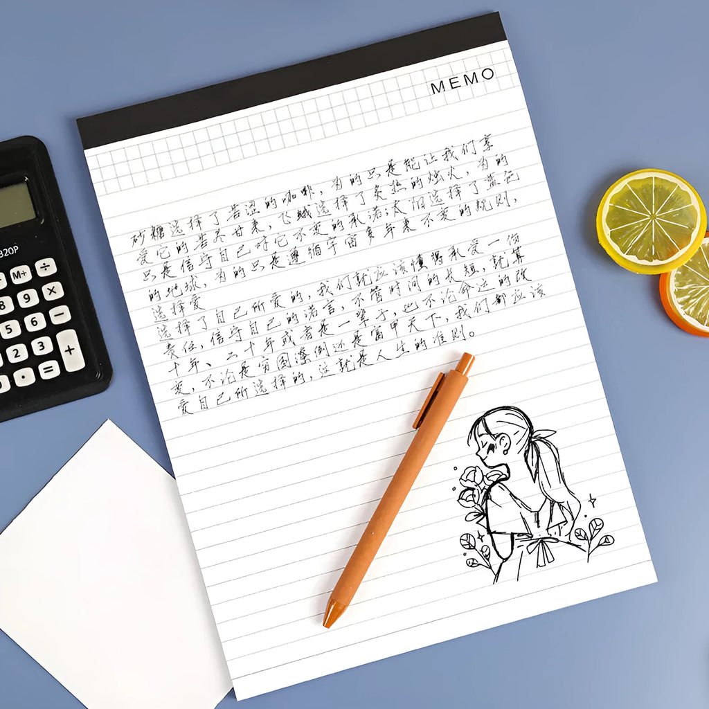 A4 tearable notebook with grid pattern for meeting minutes on ivory white paper