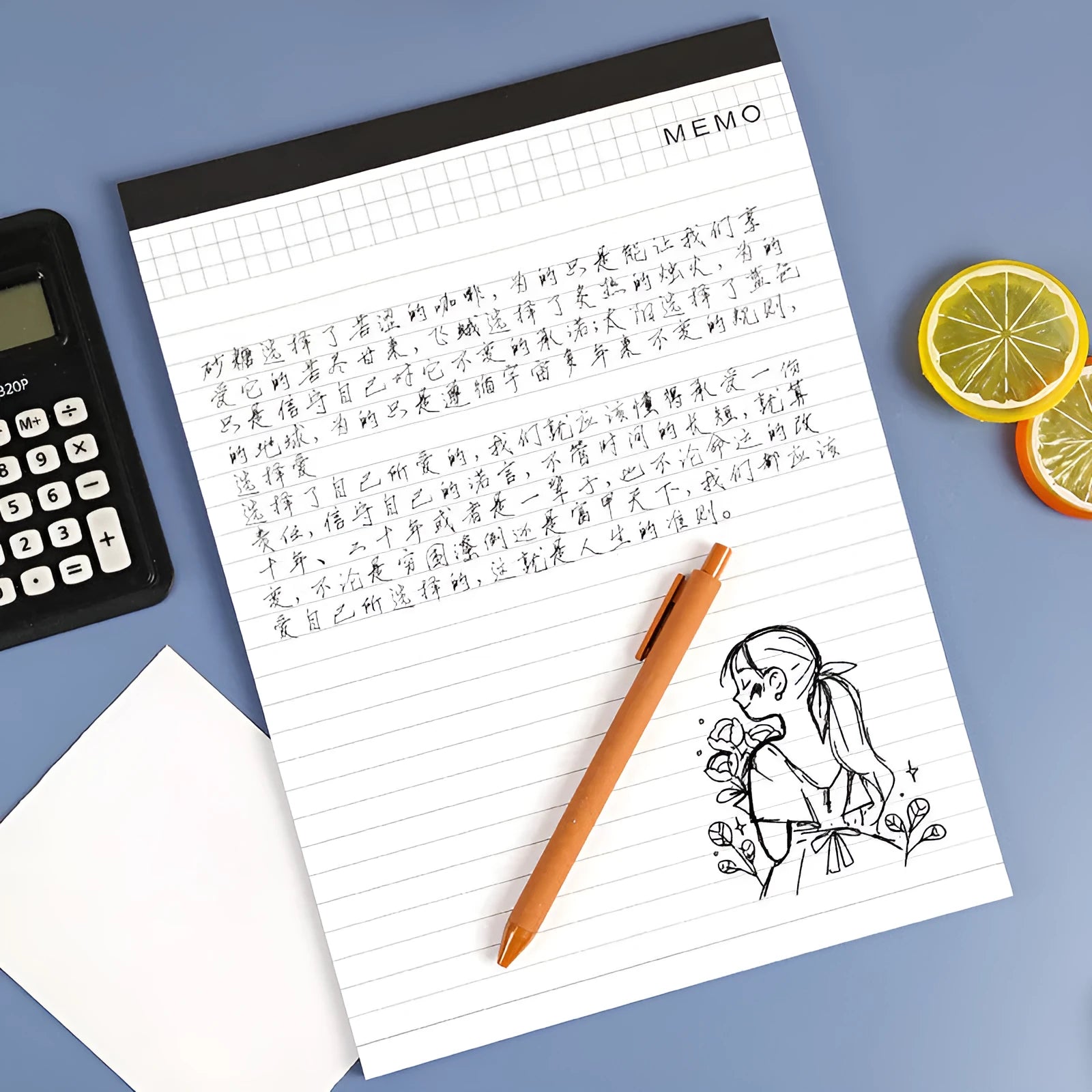 A4 tearable notebook with grid pattern for meeting minutes on ivory white paper