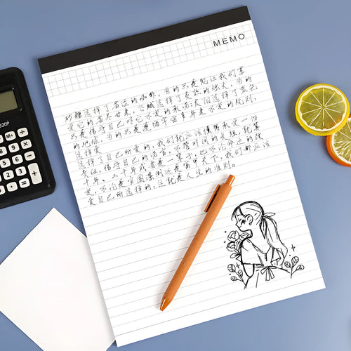 A4 tearable notebook with grid pattern for meeting minutes on ivory white paper