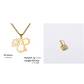 Stainless steel necklace with cross chain and a single letter pendant in gold or silver finish.