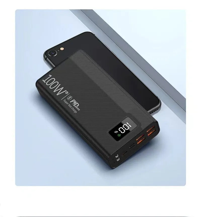 Black or white large capacity power bank portable charger with fast charging support.