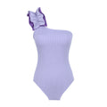 Single-shoulder suspender tube top one-piece swimsuit for women with high-waist design