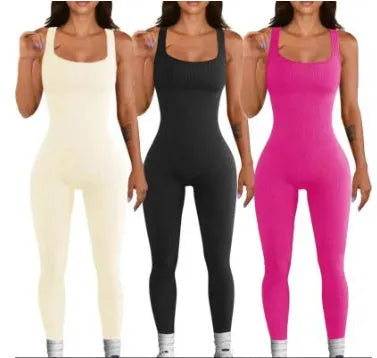Women's spandex suspender tank top tights with long sleeves and button details