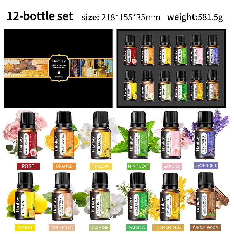 Boxed set of water-soluble aromatherapy essential oils for air freshening