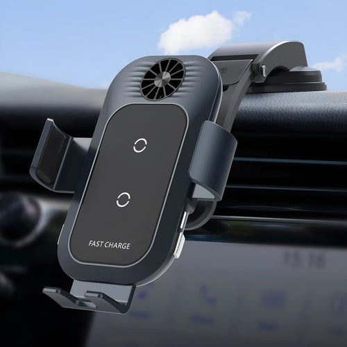 C35 colour car wireless charger phone holder mounted on car air vent with phone charging