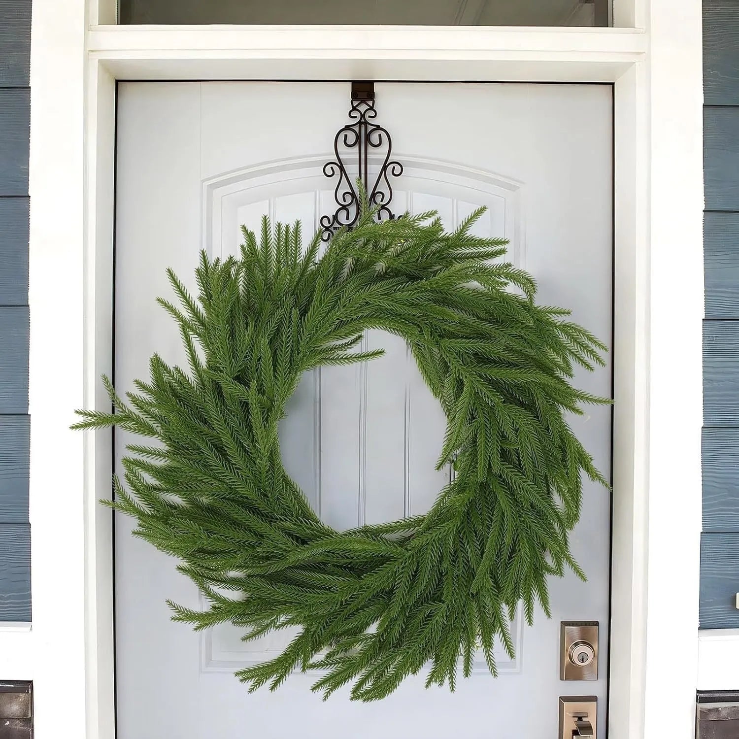 PE Feel artificial front door garland in American country style with plastic and PE foliage on 60cm length