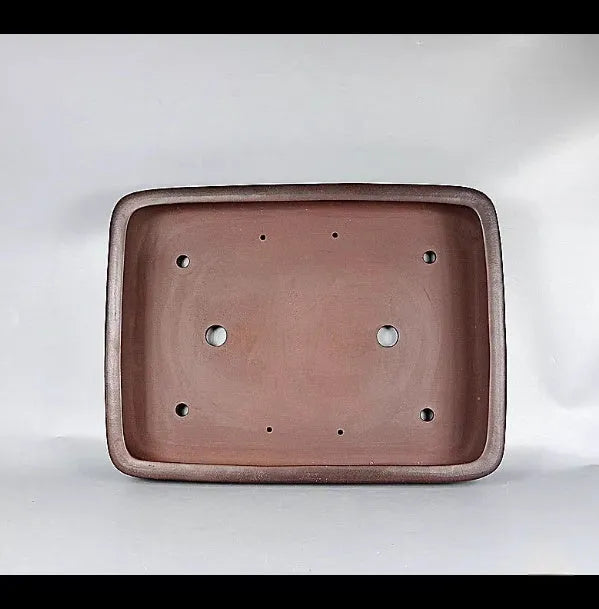 Handmade antique rectangular purple clay flower pot with terracotta colour