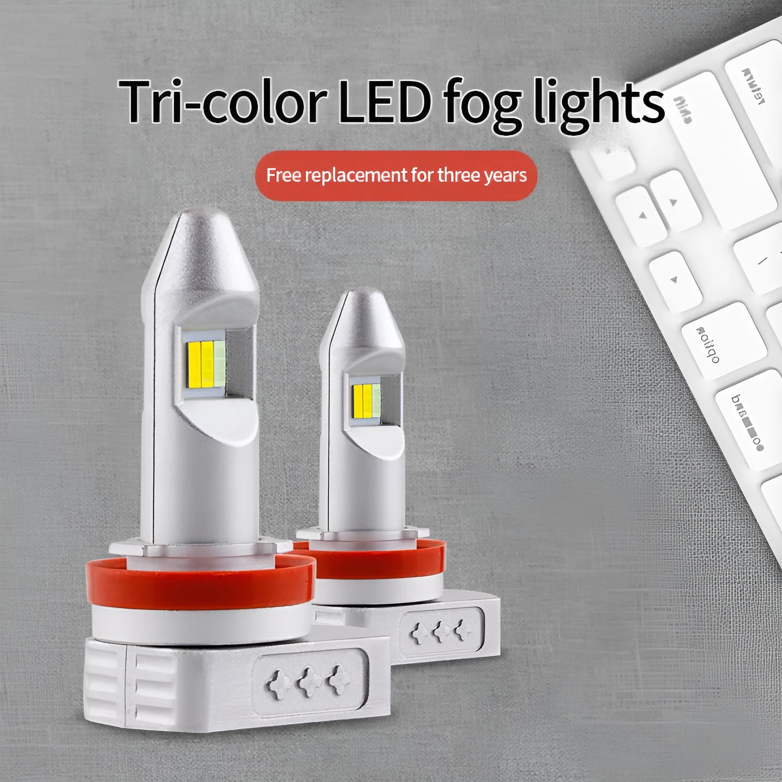 Super bright 6500K white LED car fog lamp bulb with aluminium housing, formats H8 H9 H11 9005 9006 PSX24 PSX26.