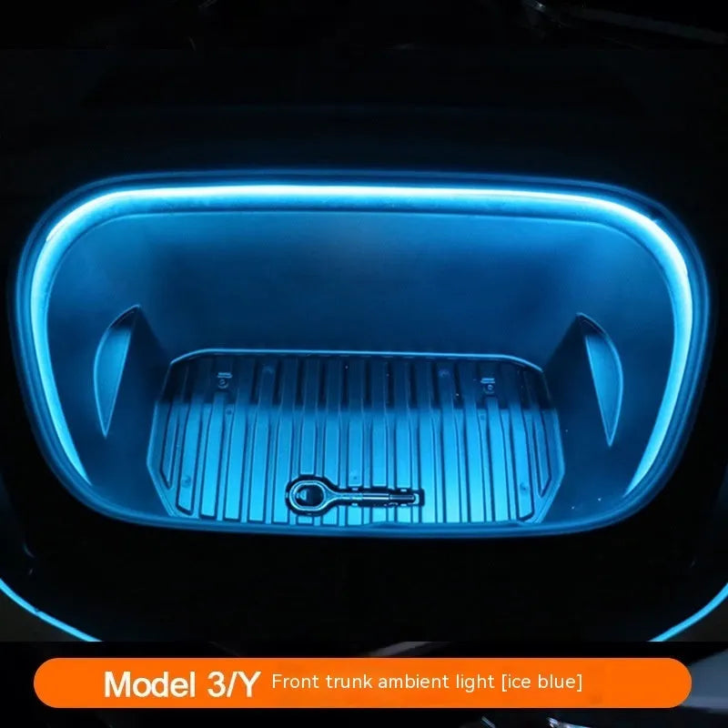Tesla Model 3 Y front backup box ambience light interior modification with soft silicone light bar