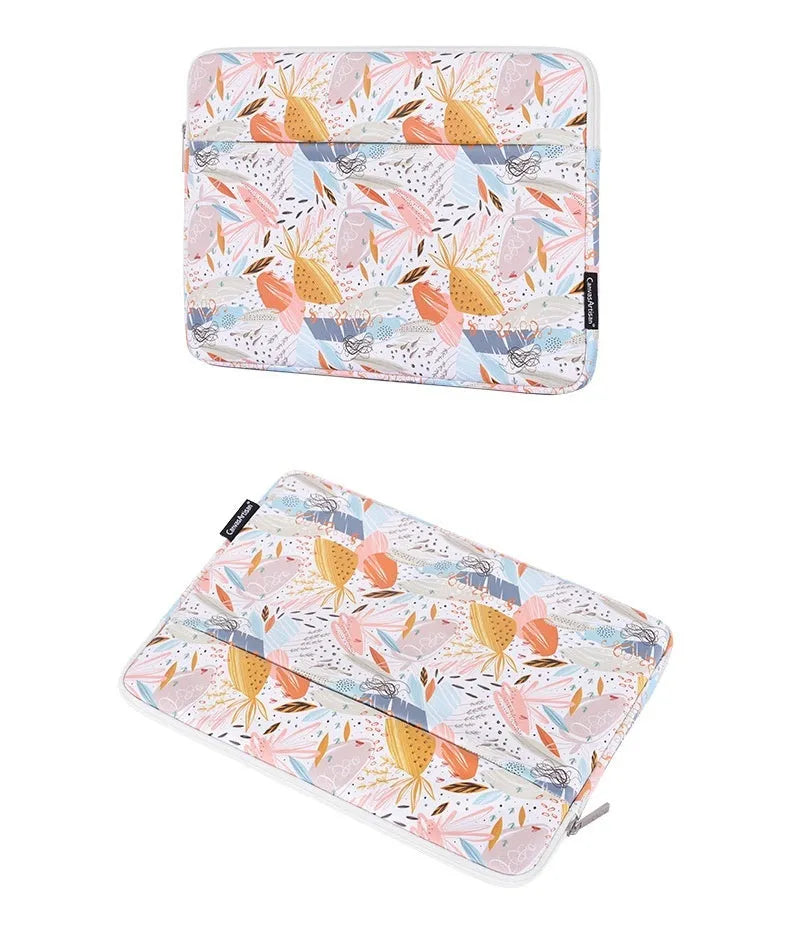White PU leather waterproof laptop inner sleeve for 14 inch computers.