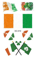 Pack of St Patrick's Day clover temporary tattoo stickers, 120mm by 75mm water transfer design.