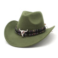 Western cowboy hat with bell crown design in wool-blend polyester fabric showing multiple colour options