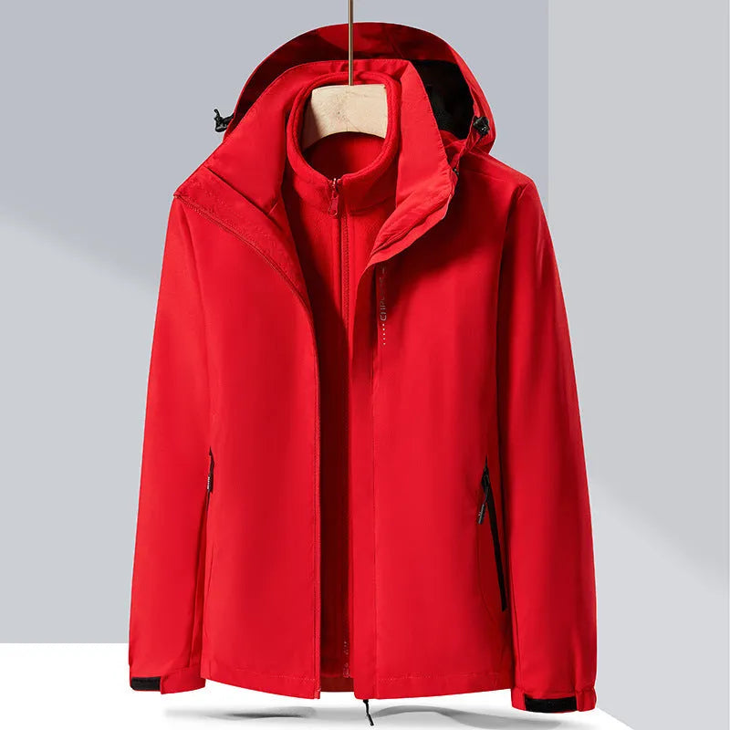 Men's removable waterproof mountaineering suit with polar fleece lining in fluorescent colours