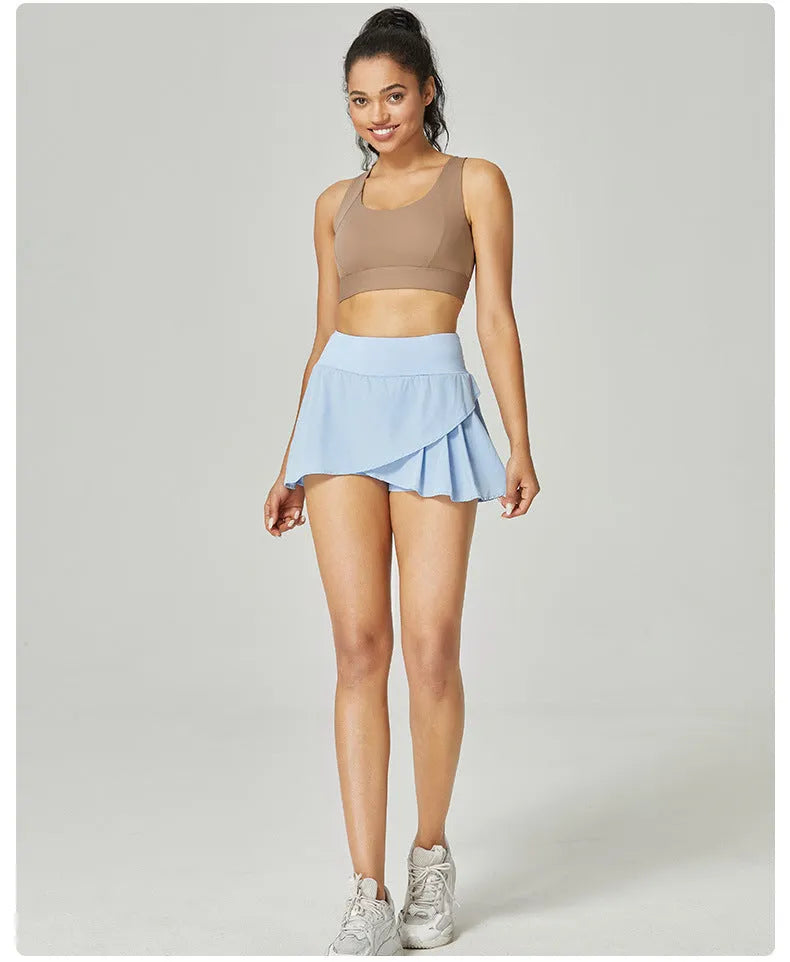 Women's solid colour quick-drying nylon sports shorts with elasticated waistband.