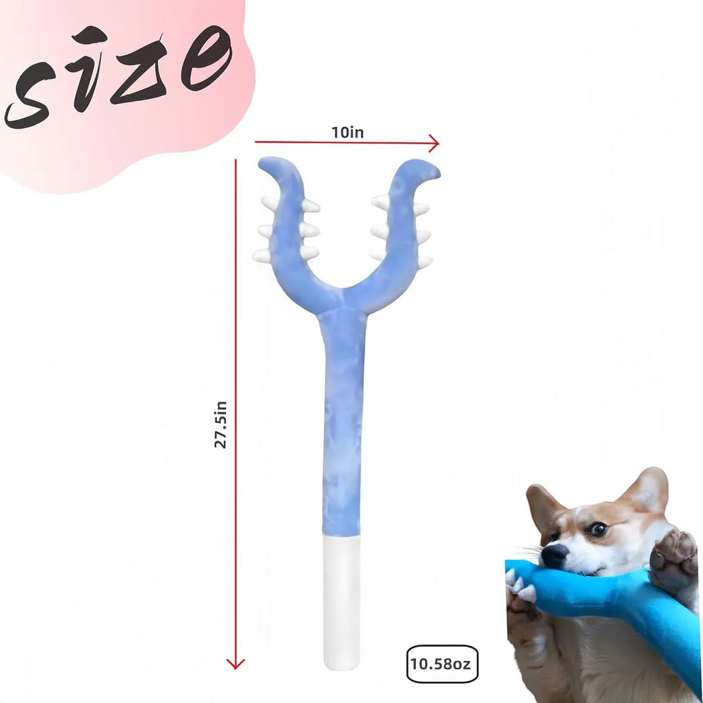 70cm plush cat wand toy for indoor cats in blue colour with plush-wrapped construction