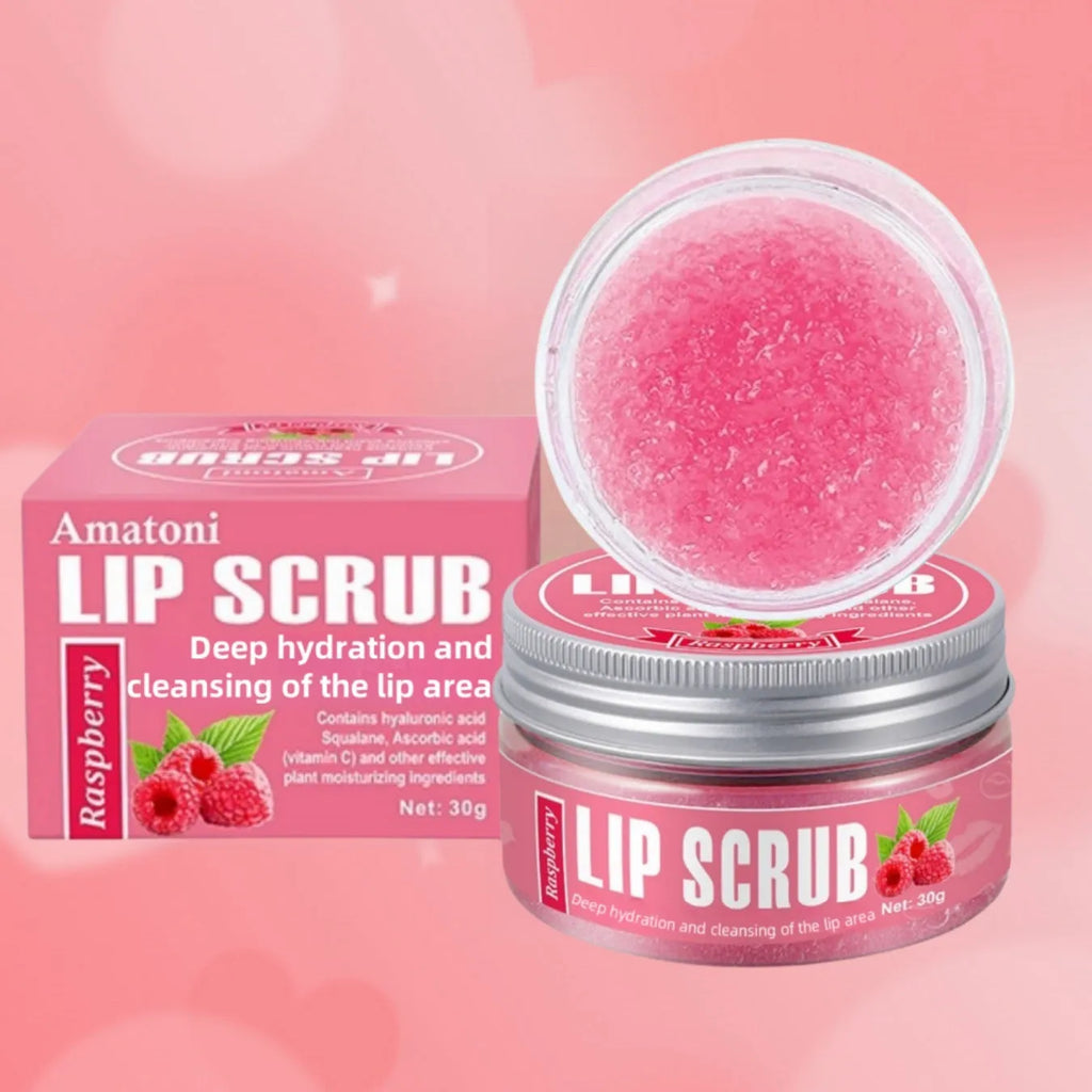 Amatoni fruit flavour lip scrub cream in a 30g container
