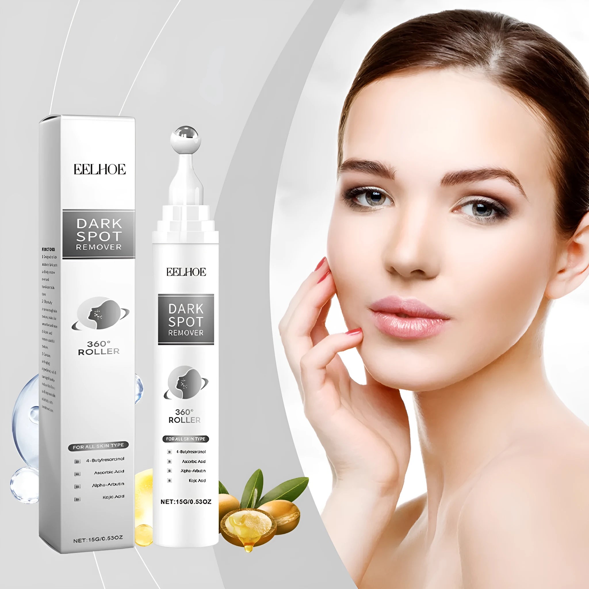 15g jar of facial essence cream with jojoba oil and vitamin C for moisturising and brightening skin.