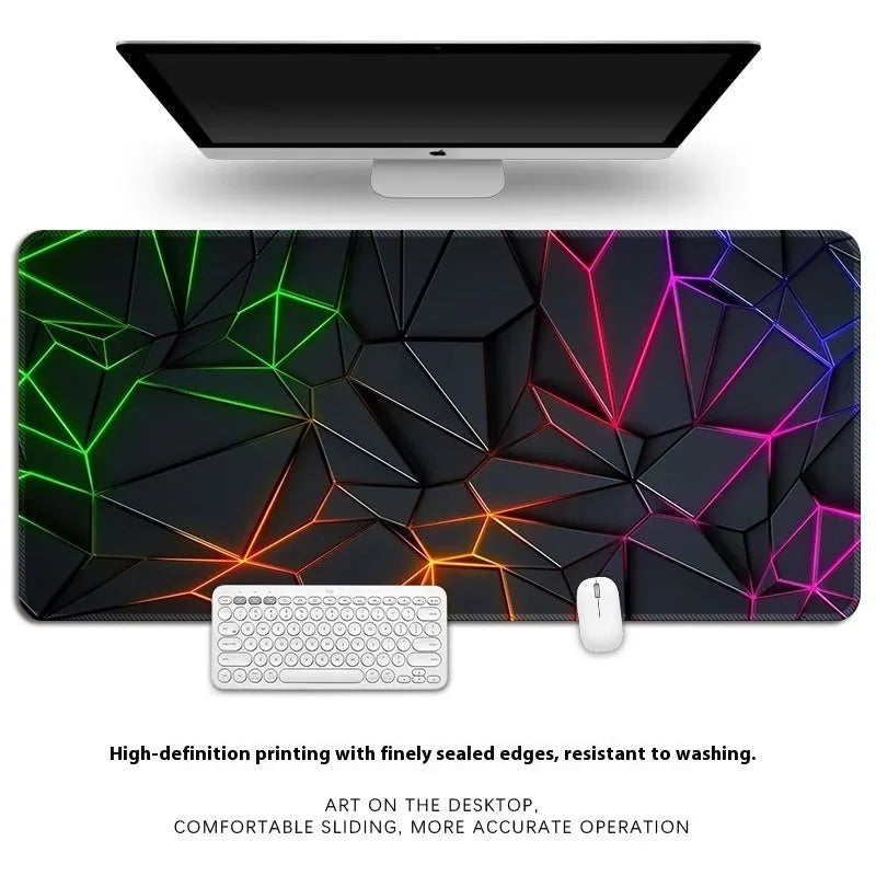 A thickened natural rubber computer keyboard mat with an overlock edge, shown on a desk.