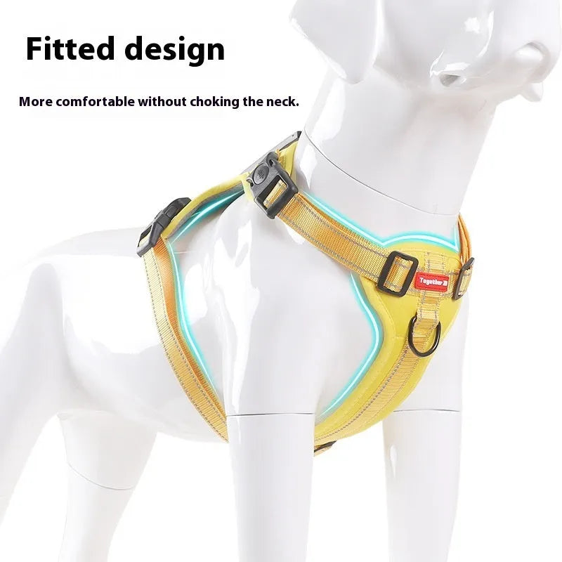 Adjustable polyester dog chest harness traction rope available in multiple colours and sizes
