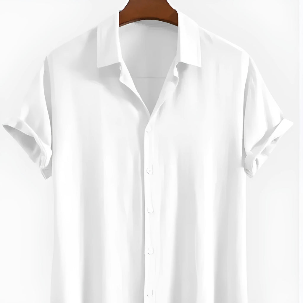Men's loose fit casual cardigan with short sleeves in polyester fabric for summer leisure wear