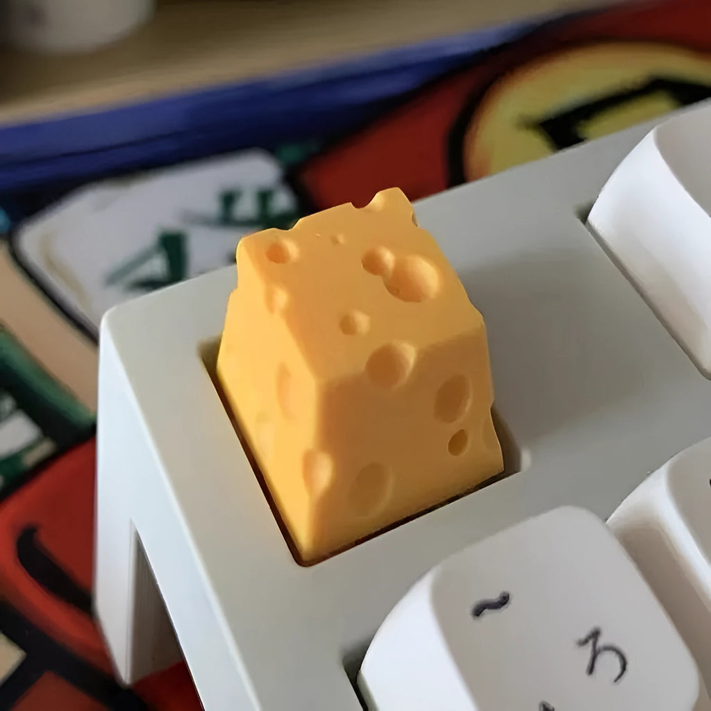 Yellow resin cheese wedge artisan keycap for MX mechanical keyboards