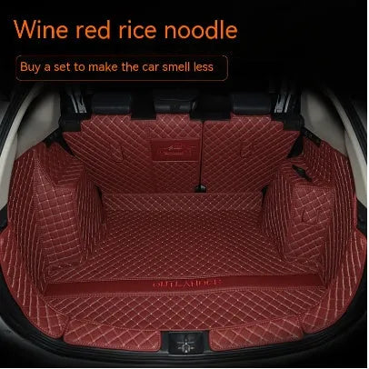 Mitsubishi Outlander car boot mat with 3D edging in wine red colour with contrasting stitching.