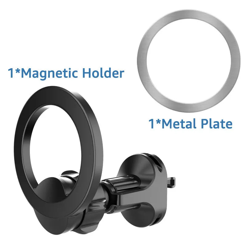 Black magnetic suction car air outlet phone holder with O-ring bracket