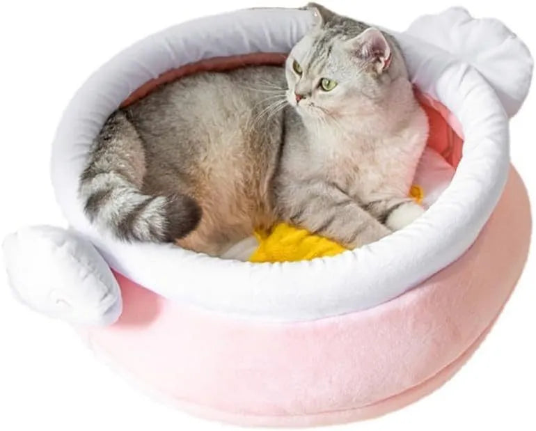 Pink honey pot shaped cat sofa bed with removable pad for small pets