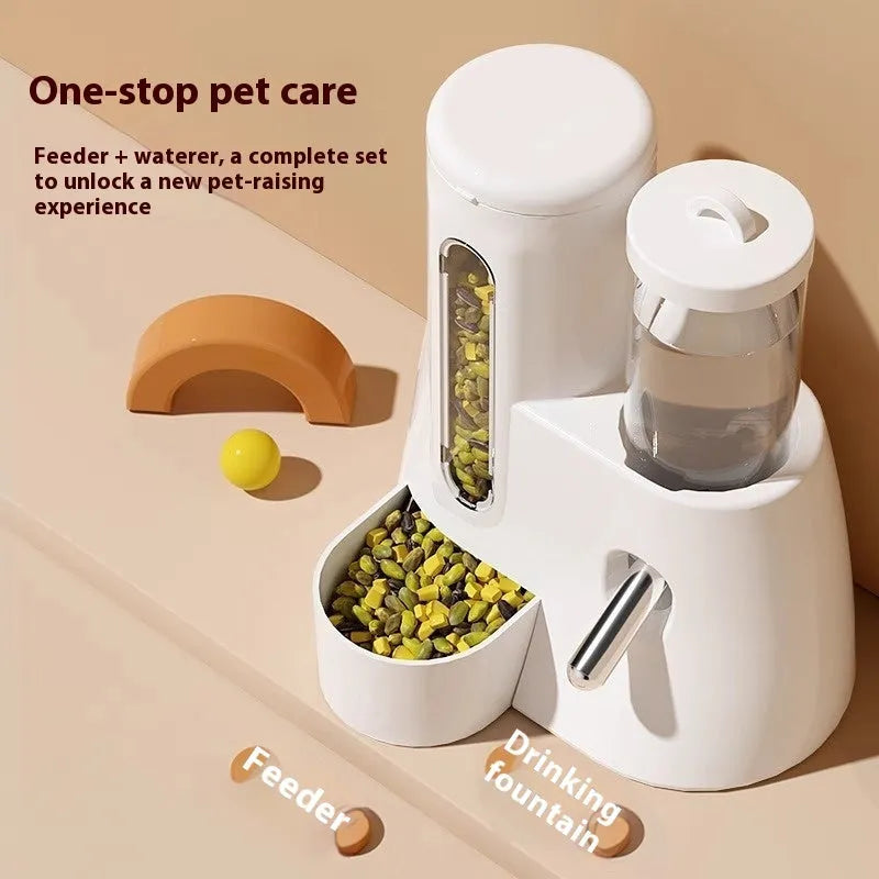Hamster automatic drinking water feeder and food basin in blue, pink or white colours