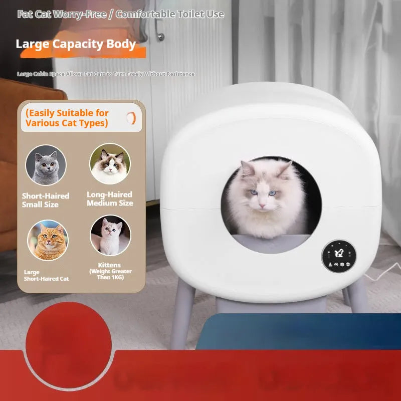 Automatic cat litter box with self-cleaning system and 13L waste storage capacity