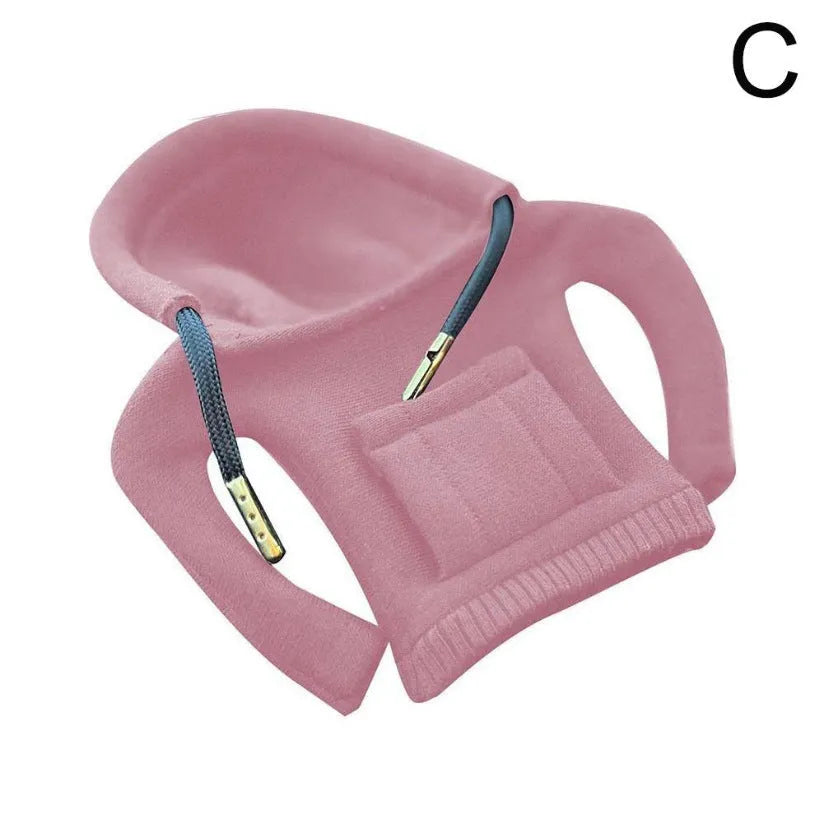 Blue cloth gear shift knob hoodie cover on a car gear lever