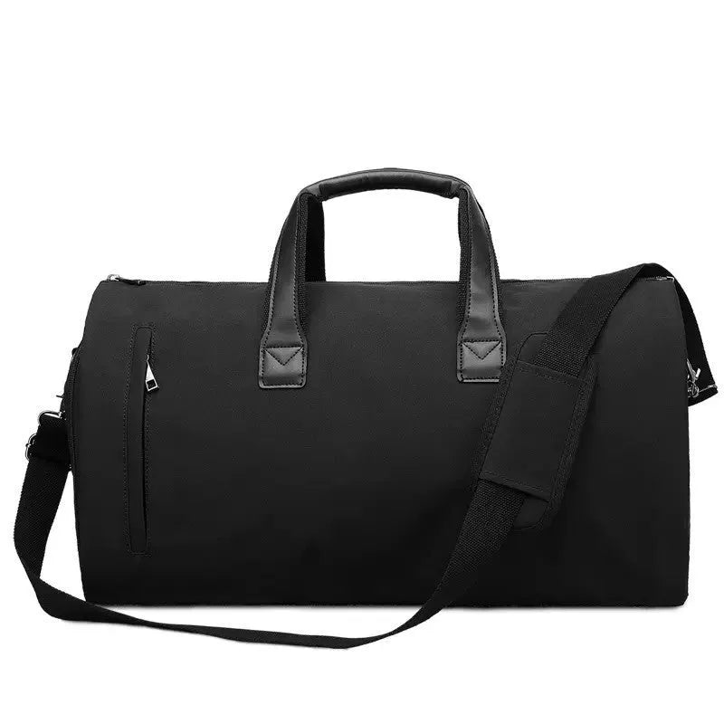 Light grey oval travel bag with multiple internal compartments for organisation.