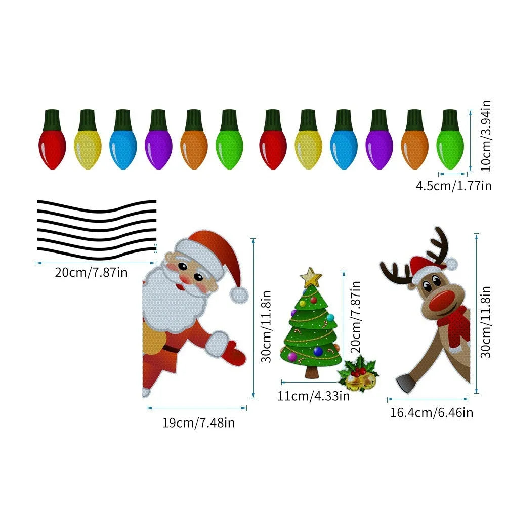 Christmas elk cartoon design reflective magnetic car decoration sticker with 6 colour thread detailing