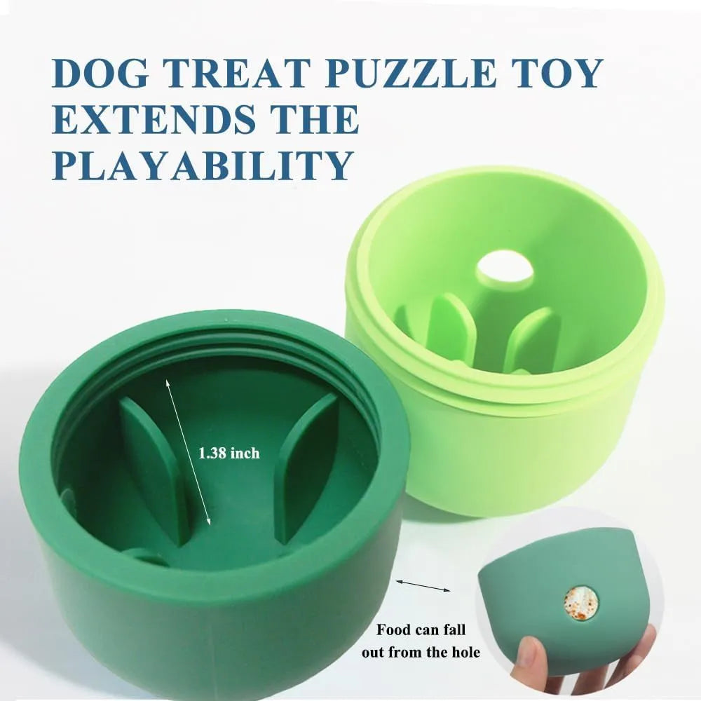 Food-grade silicone dog puzzle toy in yellow and blue colour combination