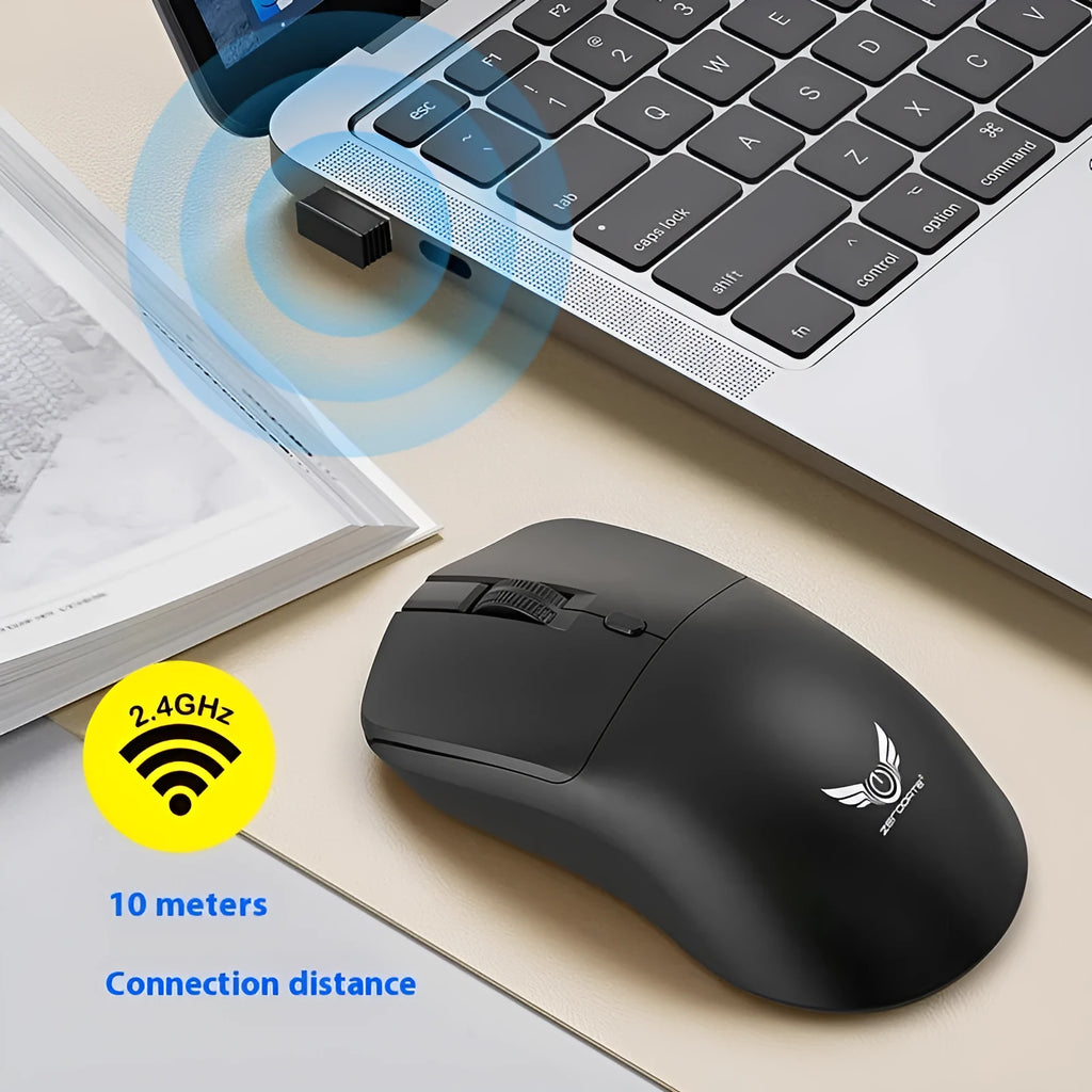 Black wireless mouse with three-gear audio button for laptop computers
