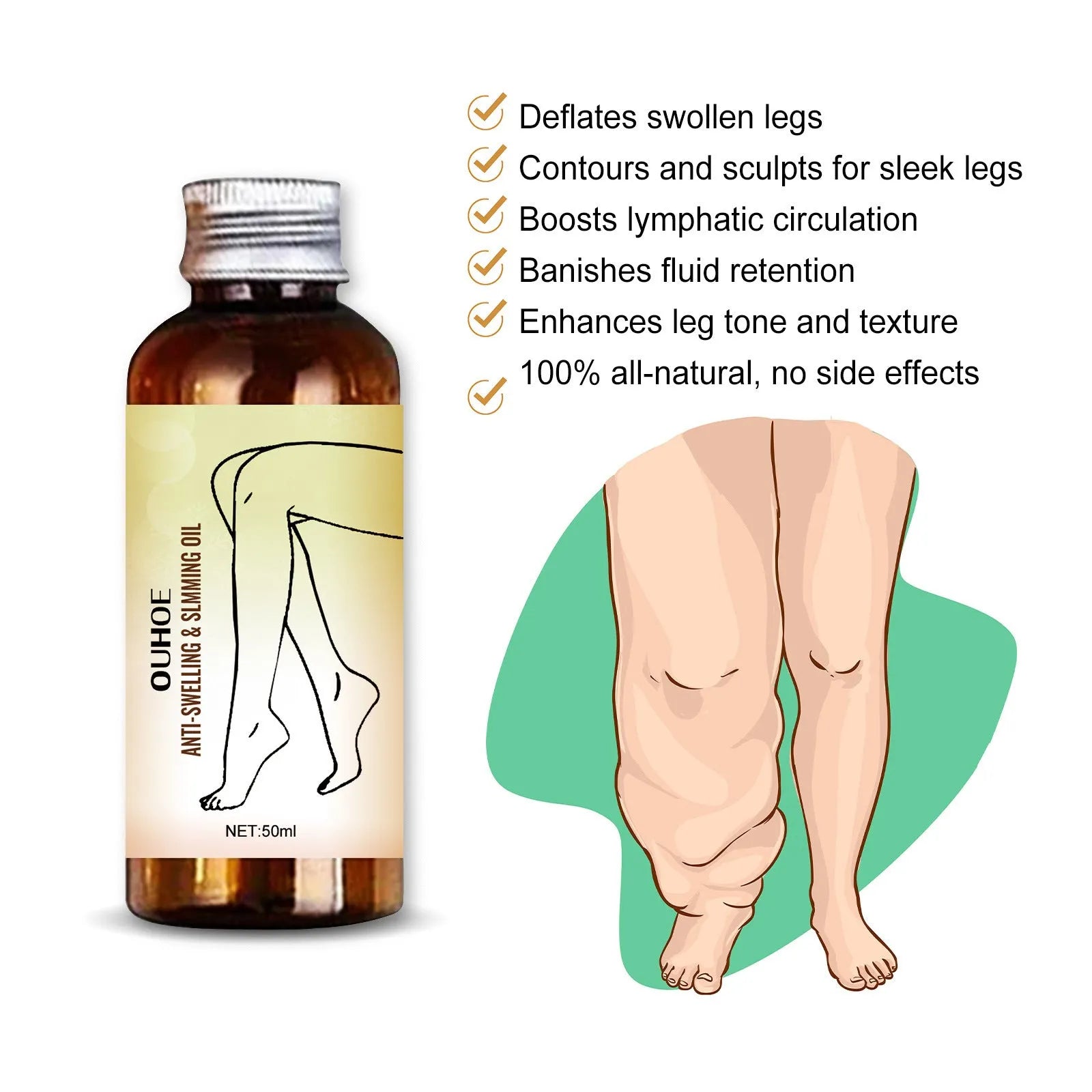 50ml essential oil bottle for body massage with botanical extracts including cassia seed and capsaicin