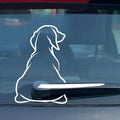 Cartoon dog car sticker with back wiper design in black or white colours for rear window decoration