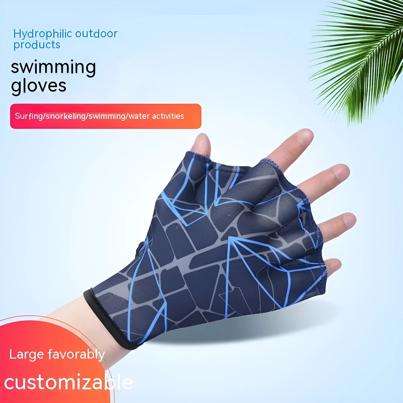 Duck feet webbed swimming gloves in nylon material for outdoor water training