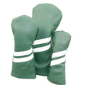 Golf club head cover with two oblique stripes, shown in multiple colours.