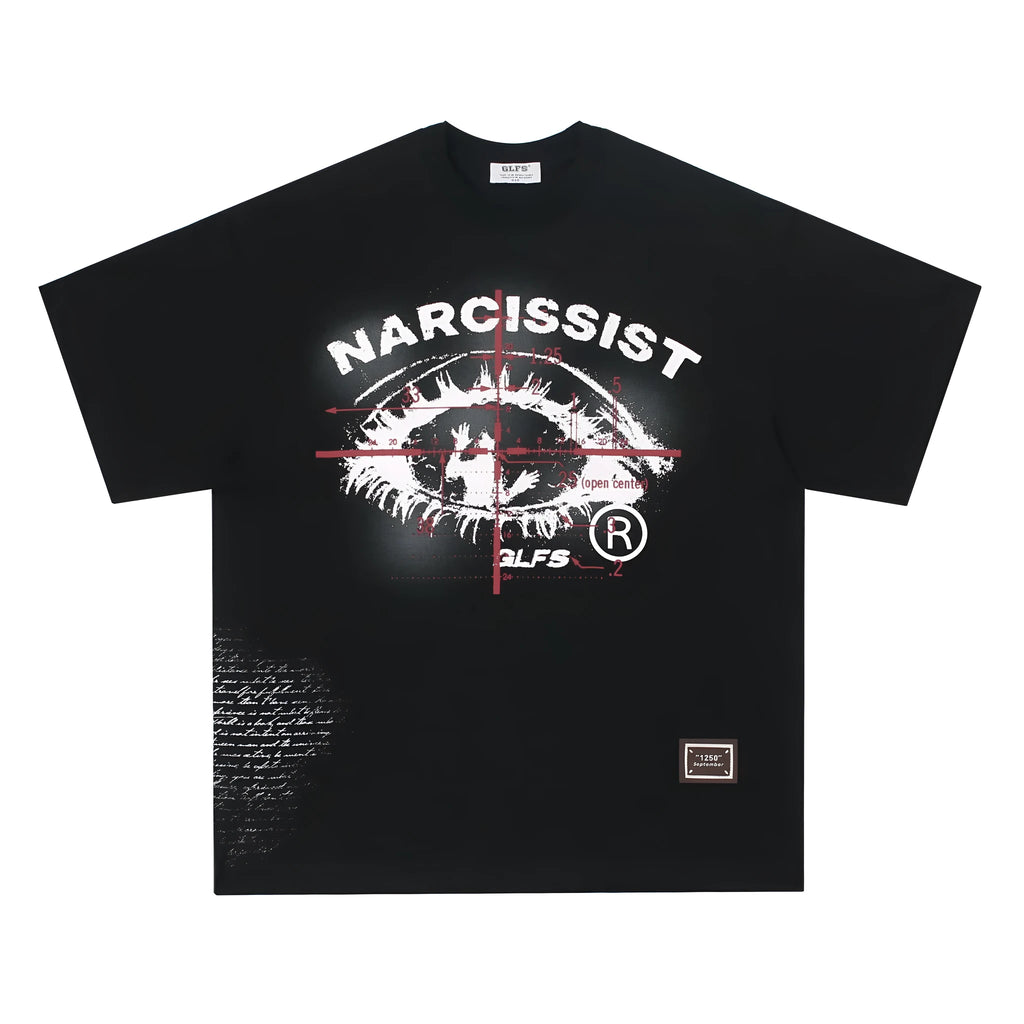 American retro hip hop gothic pure cotton T-shirt with letter print in black or white colour