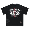 American retro hip hop gothic pure cotton T-shirt with letter print in black or white colour