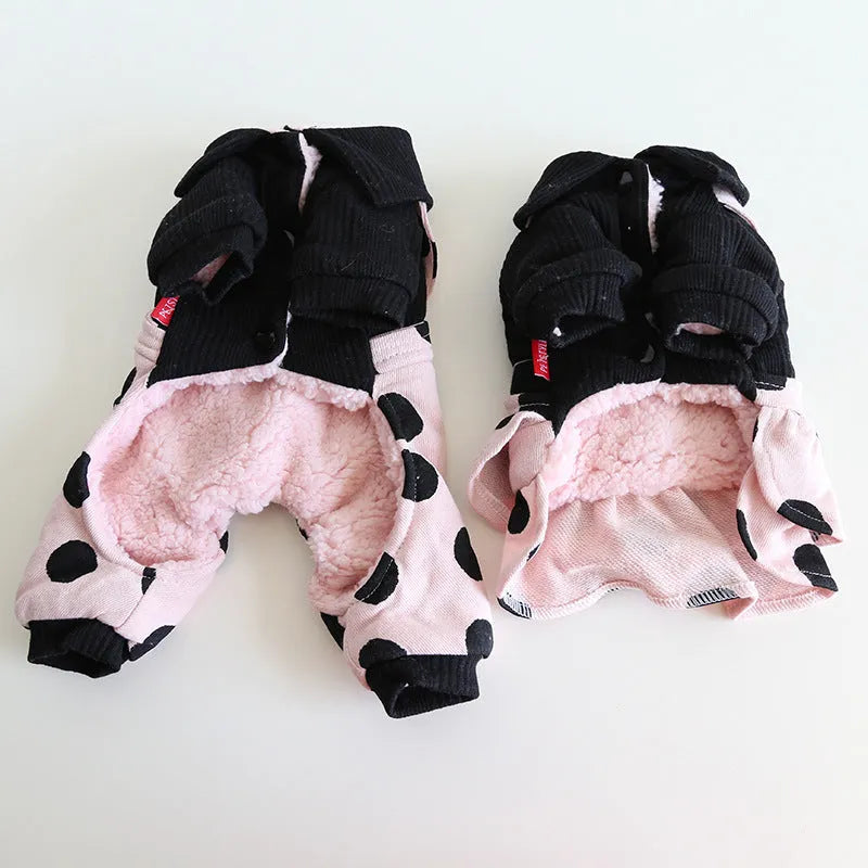 Pet clothing couple outfits with lapel shoulder straps in four-legged and skirt styles