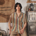 Japanese style Cuban collar short sleeve shirt in grey or red for plus size men