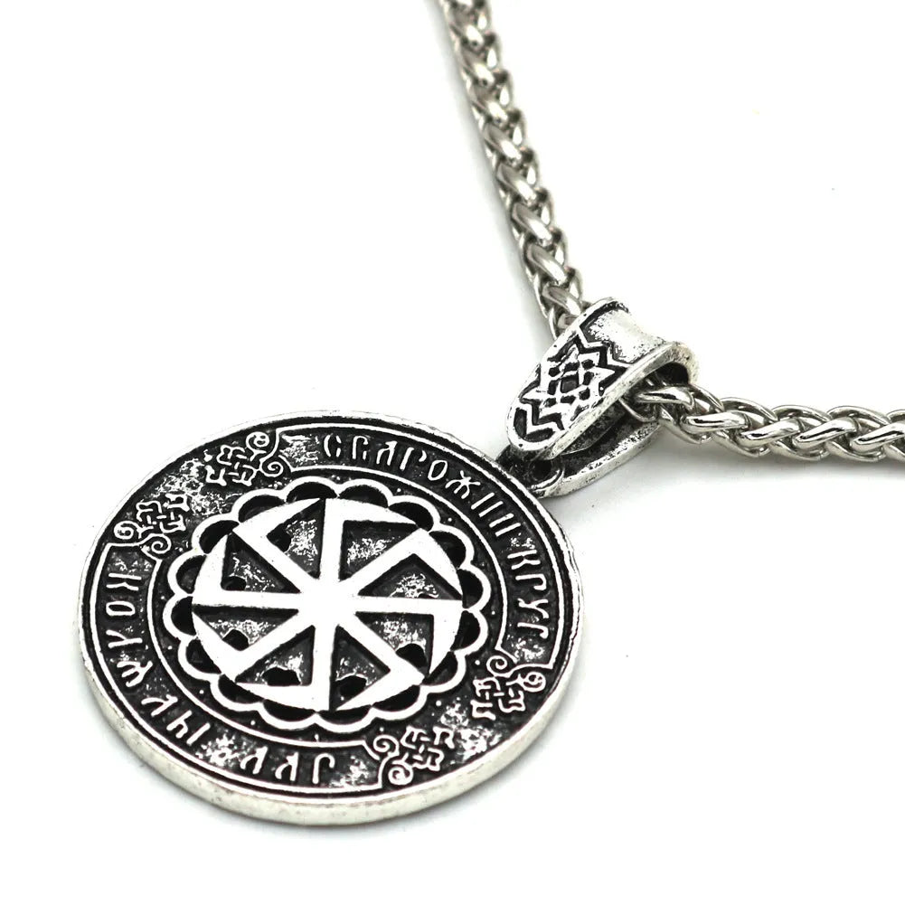 Lunavin ODing logo pendant necklace on snake bones chain with antique silver finish, adjustable 51-80cm.