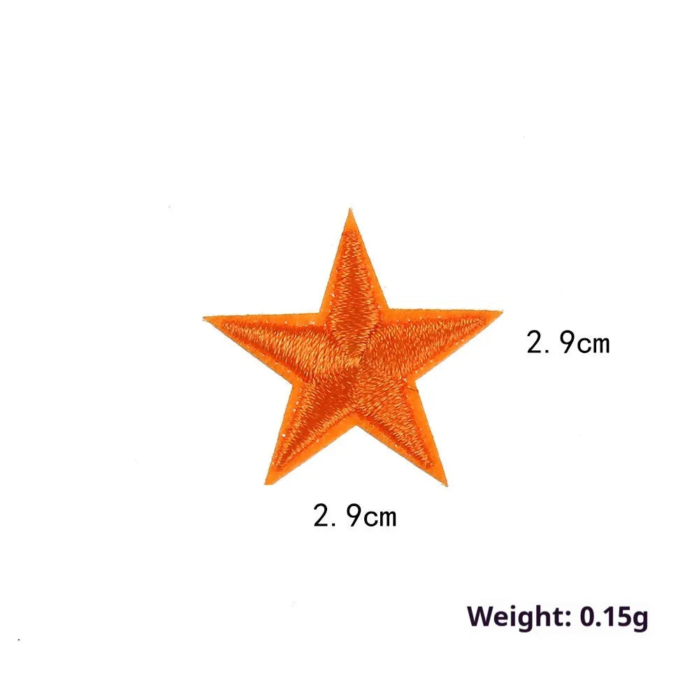 Colourful handmade embroidered five-pointed star cloth stickers for DIY decoration on fabric.