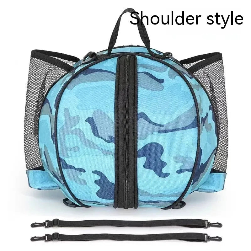 Black Oxford cloth basketball bag with a 9-litre capacity shown with both one-shoulder and two-shoulder strap options.