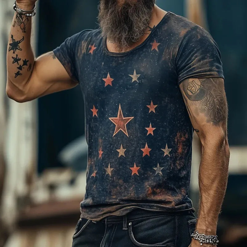 3D pattern short sleeve t-shirt in art retro style with loose fit available sizes S to 5XL